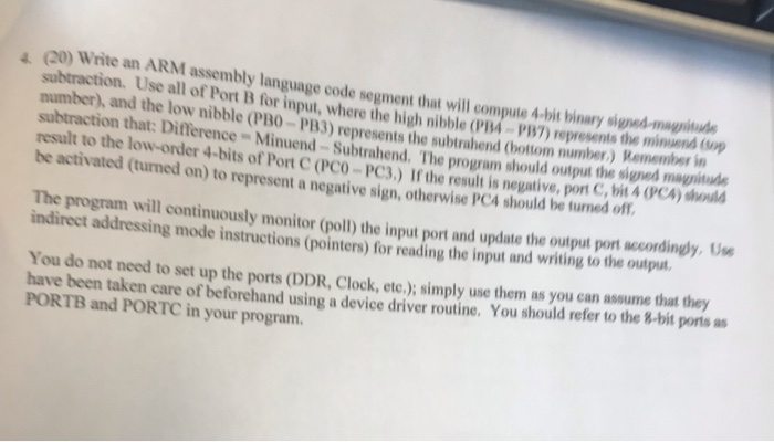 20) Write an ARM assembly language code segment that | Chegg.com