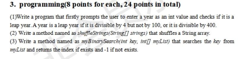 Solved 3. programming(8 points for each, 24 points in total) | Chegg.com