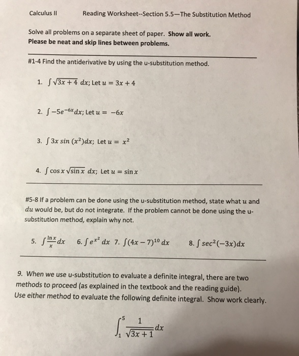 Solved: Calculus II Reading Worksheet --Section 5.5 -The S... | Chegg.com