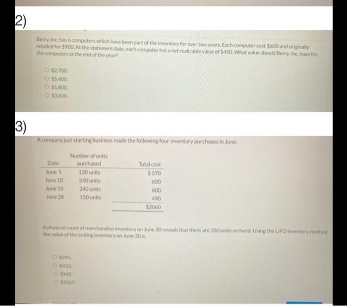 Solved 2 Berry Inc Has 6 Computers Which Have Been Part Chegg