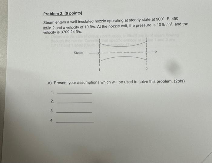 Solved Steam Enters A Well-insulated Nozzle Operating At | Chegg.com