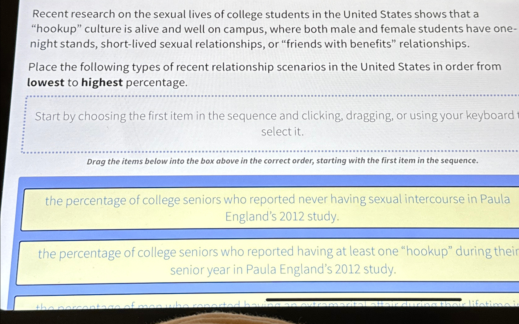 Solved Recent research on the sexual lives of college | Chegg.com