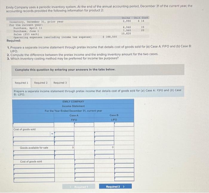 Solved Emily Company uses a periodic inventory system. At | Chegg.com