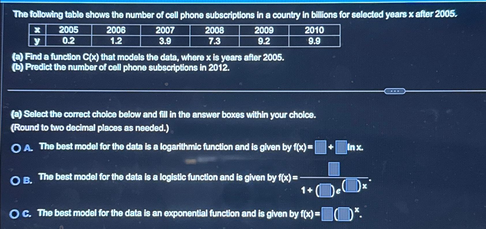 Solved The Following Table Shows The Number Of Cell Phone | Chegg.com