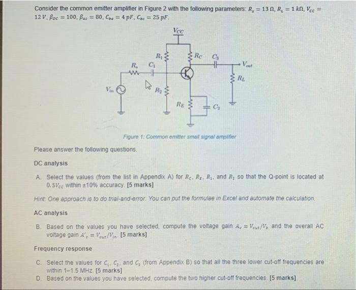 Solved Consider the common emitter amplifier in Figure 2 | Chegg.com