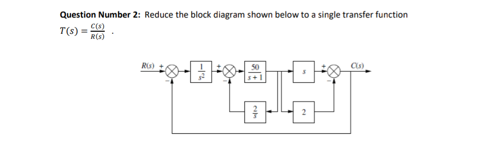 Solved Question Number 2: Reduce The Block Diagram Shown 