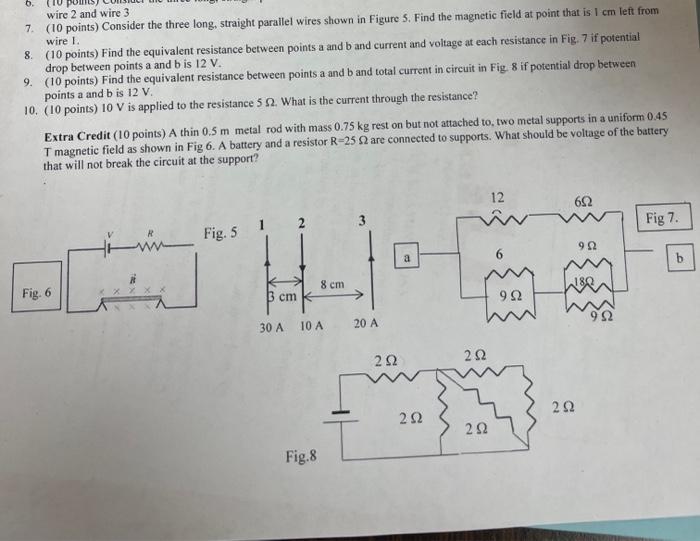 Solved wire 2 and wire 3 7. (10 points) Consider the three | Chegg.com