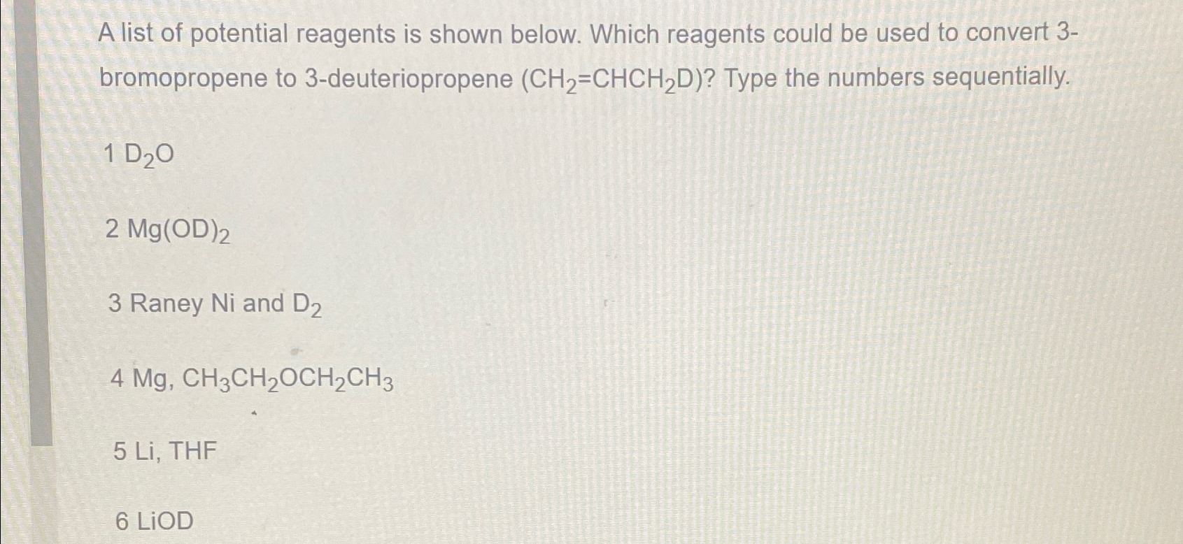 Solved A list of potential reagents is shown below. Which | Chegg.com