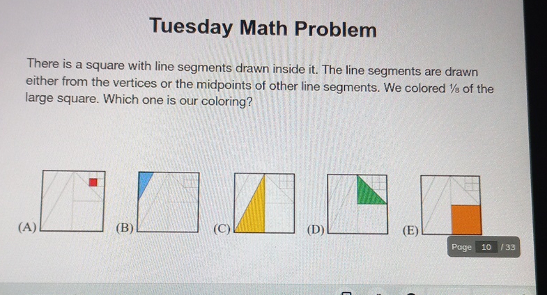 Solved Tuesday Math ProblemThere is a square with line | Chegg.com