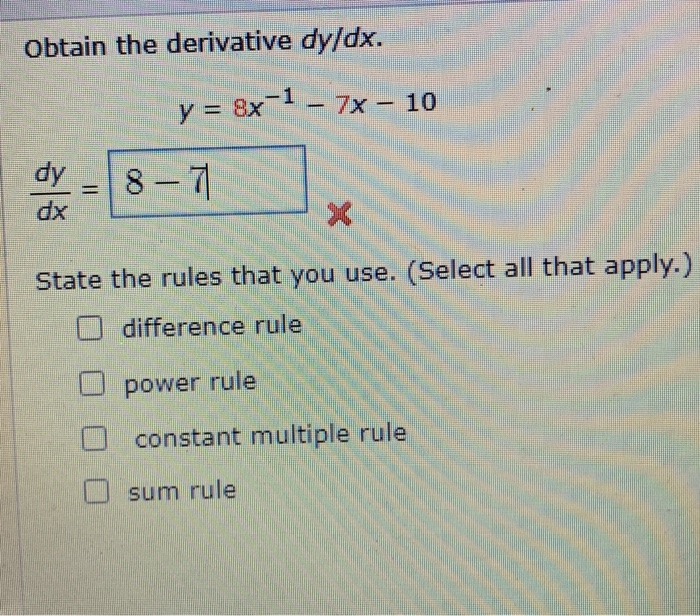 Solved Obtain the derivative dy/dx. HINT (See Examples 1 and | Chegg.com