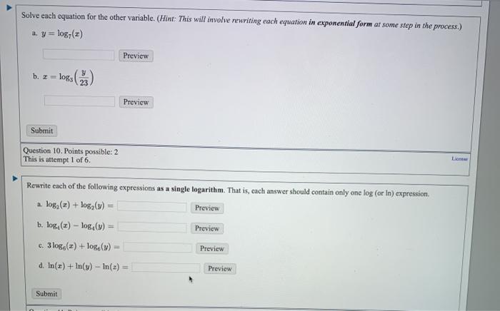 Solved Solve Each Equation For The Other Variable Hint