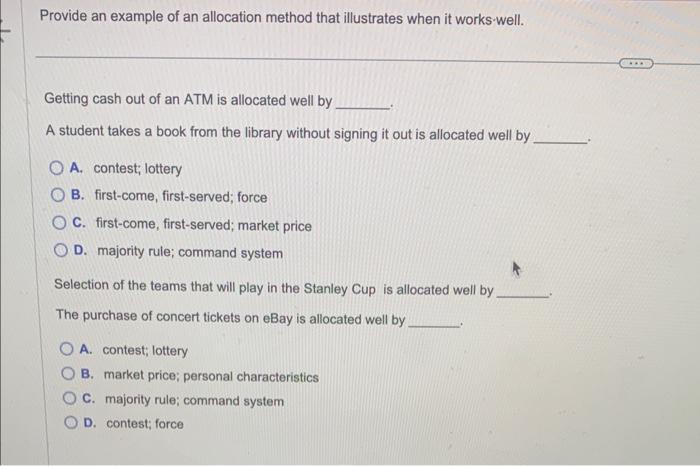 Solved Provide An Example Of An Allocation Method That | Chegg.com
