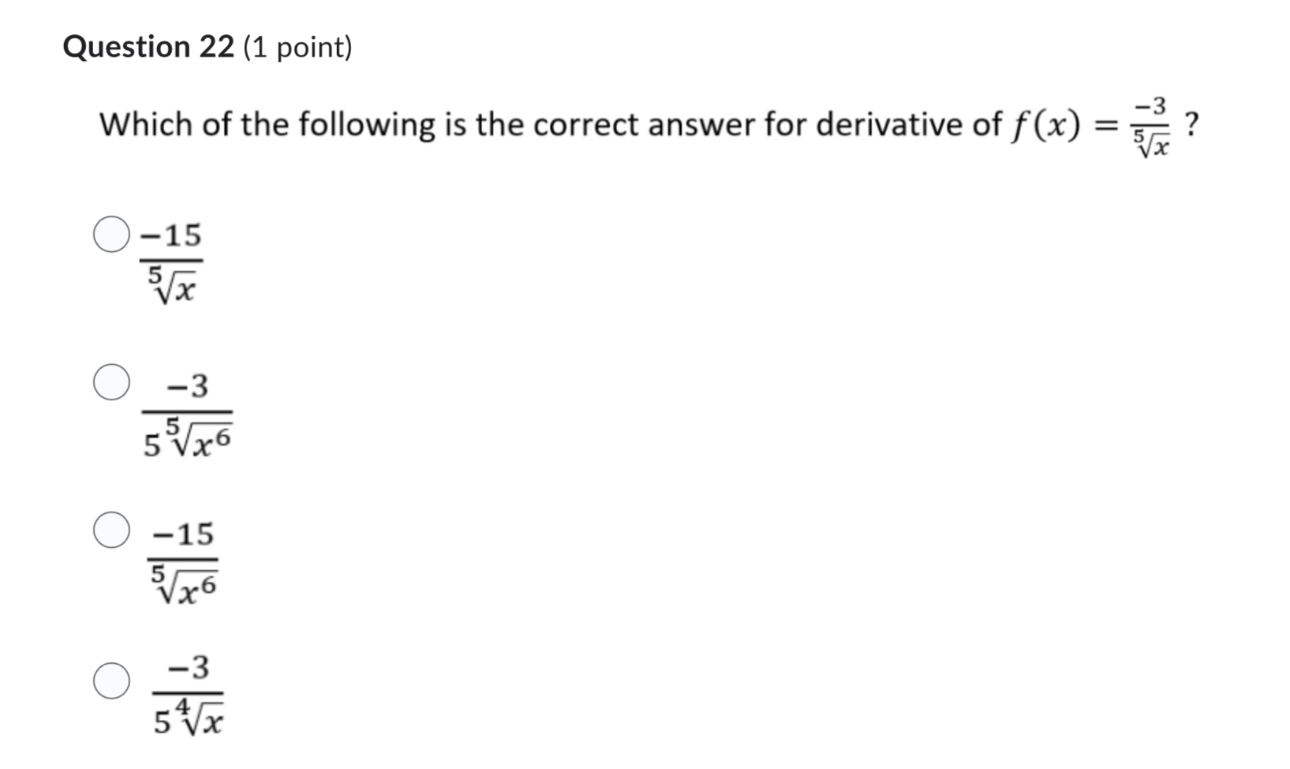 Solved Question 22 (1 ﻿point)Which of the following is the | Chegg.com