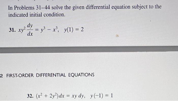 Solved In Problems 31-44 solve the given differential | Chegg.com