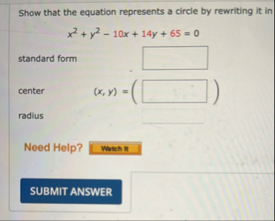 Solved Show that the equation represents a circle by | Chegg.com