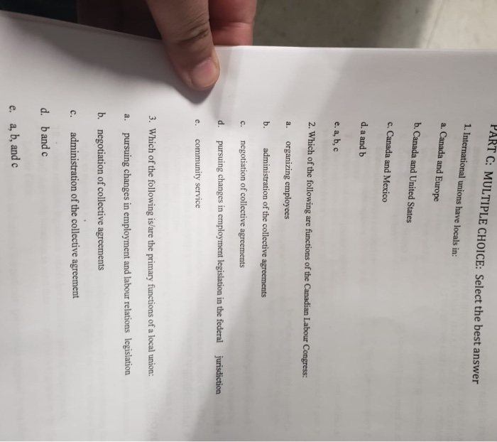 Solved FART C: MULTIPLE CHOICE: Select the best answer 1. | Chegg.com