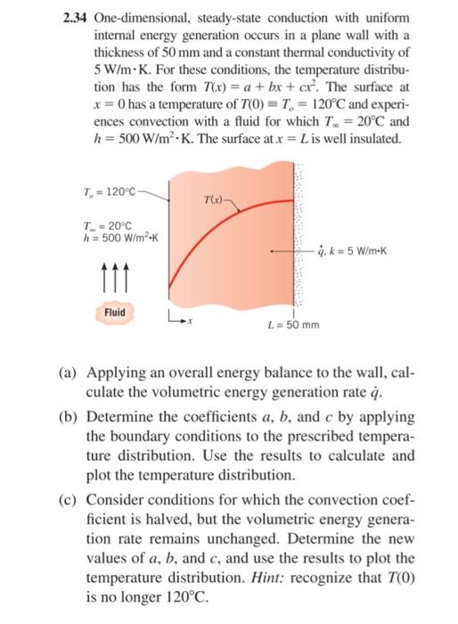 Solved 2.34 One-dimensional, steady-state conduction with | Chegg.com