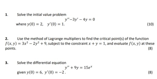 Solved 1. Solve the initial value problem y"-3y' - 4y = 0 | Chegg.com
