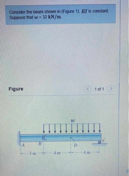 Solved Consider the beam shown in (Figure 1). EI is constant | Chegg.com