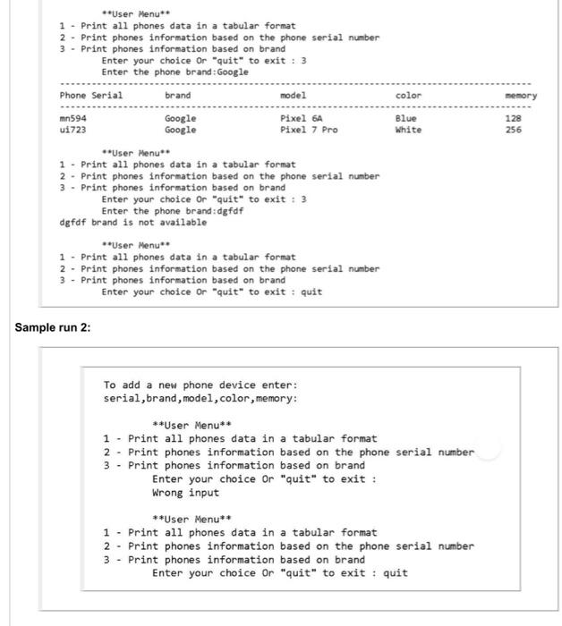 Solved Write a Python program that stores information about | Chegg.com