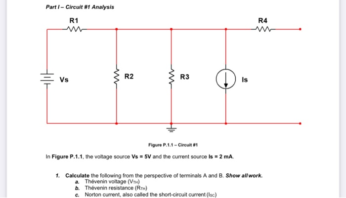 4rkyt R1 R2 R3 R4 Picture Reference Solved Part 1 - Circuit #1 Analysis R1 R4 Vs R2 R3 Is Figure | Chegg.com