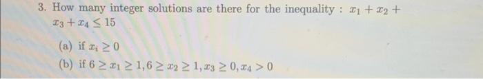 Solved 3. How many integer solutions are there for the | Chegg.com
