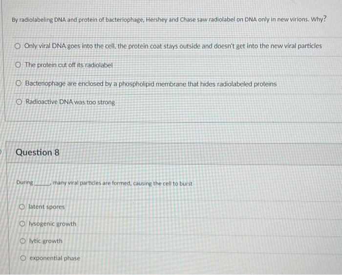 Solved By radiolabeling DNA and protein of bacteriophage,