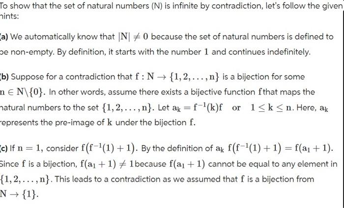 Solved To show that the set of natural numbers (N) is | Chegg.com