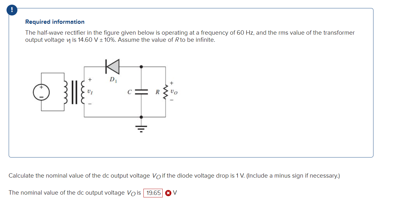 Solved Required informationThe halfwave rectifier in the