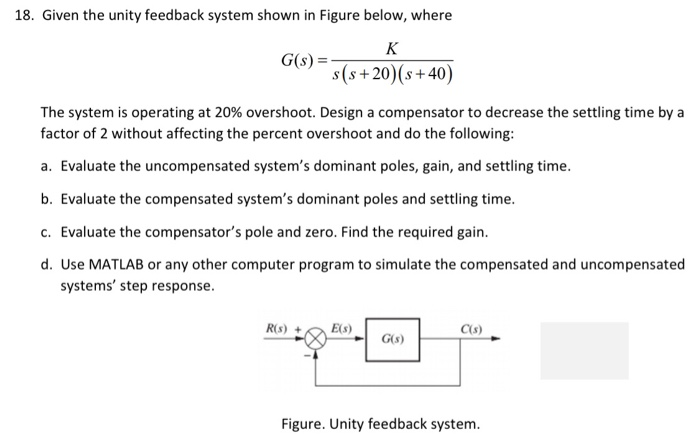 Solved 18. Given the unity feedback system shown in Figure | Chegg.com
