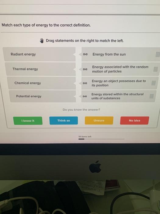 Solved Match each type of energy to the correct definition.