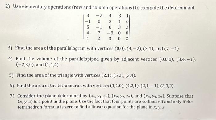 Solved Use elementary operations (row and column operations) | Chegg.com