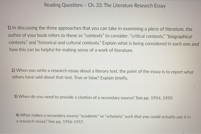 literature essay questions