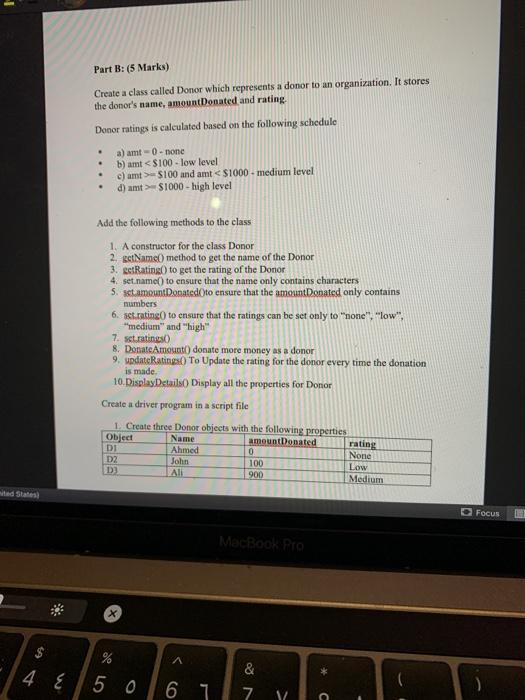 Solved Part A: (5 Marks) 1. Write a program that lets the | Chegg.com