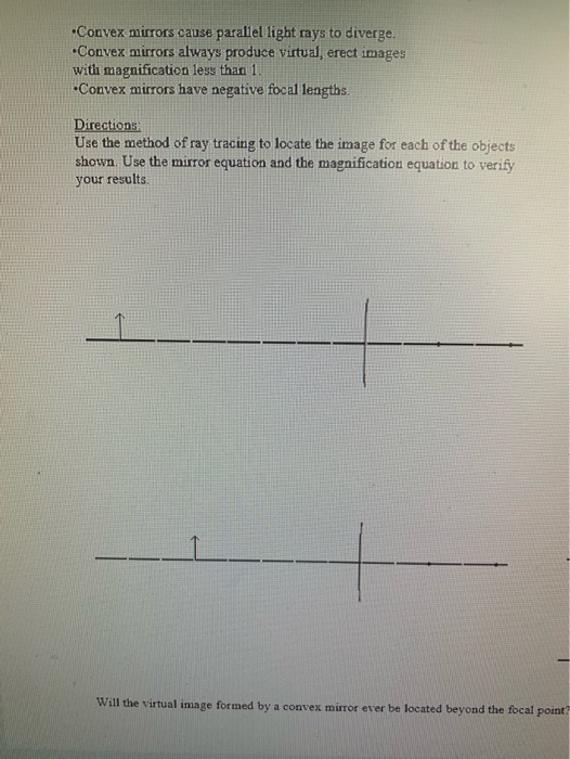 Solved •Convex mirrors cause parallel light rays to diverge.