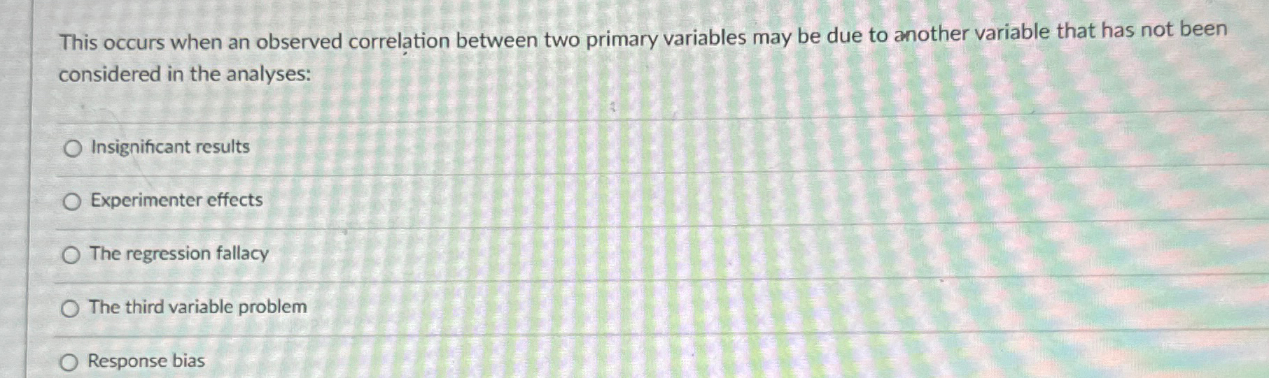 Solved This occurs when an observed correlation between two | Chegg.com