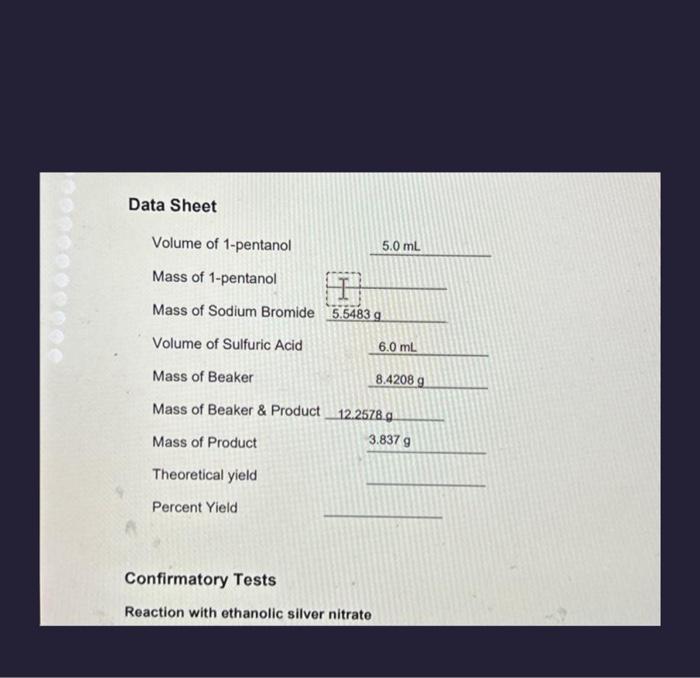 Solved Confirmatory Tests Reaction with ethanolic silver