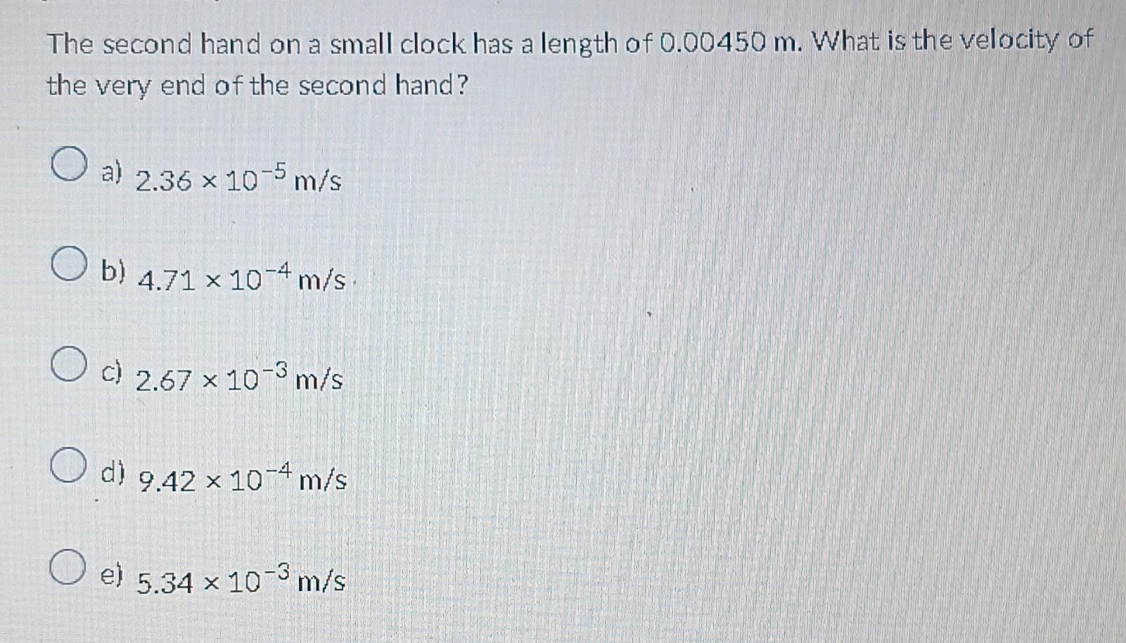 Solved The second hand on a small clock has a length of | Chegg.com