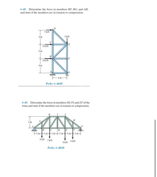 Solved 1-45. Determine The Force In Members BF, BG, And AB, | Chegg.com