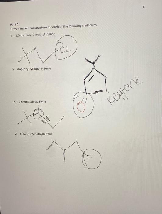 Solved 3 Part 5 Draw The Skeletal Structure For Each Of The | Chegg.com