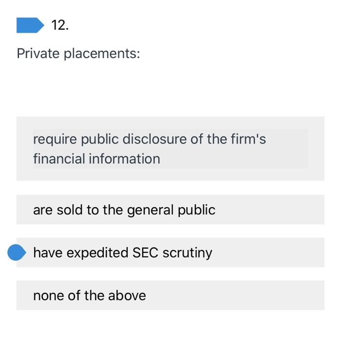 Solved 12. Private Placements: Require Public Disclosure Of | Chegg.com