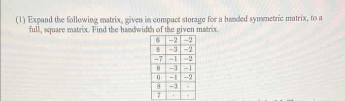 Solved (1) Expand the following matrix, given in compact | Chegg.com
