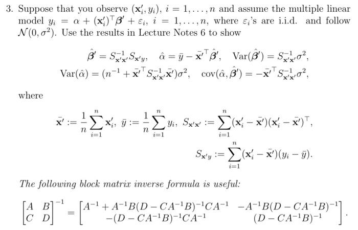 Solved So?, 3. Suppose that you observe (x, y), i = 1,...,n | Chegg.com