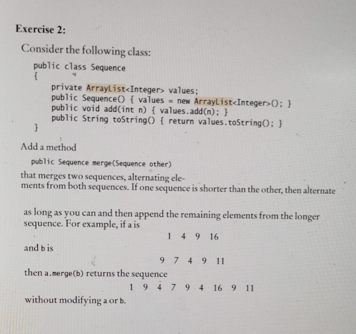 Solved Exercise 2: Consider the following class: public | Chegg.com