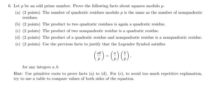 Solved 6 Let P Be An Odd Prime Number Prove The Following