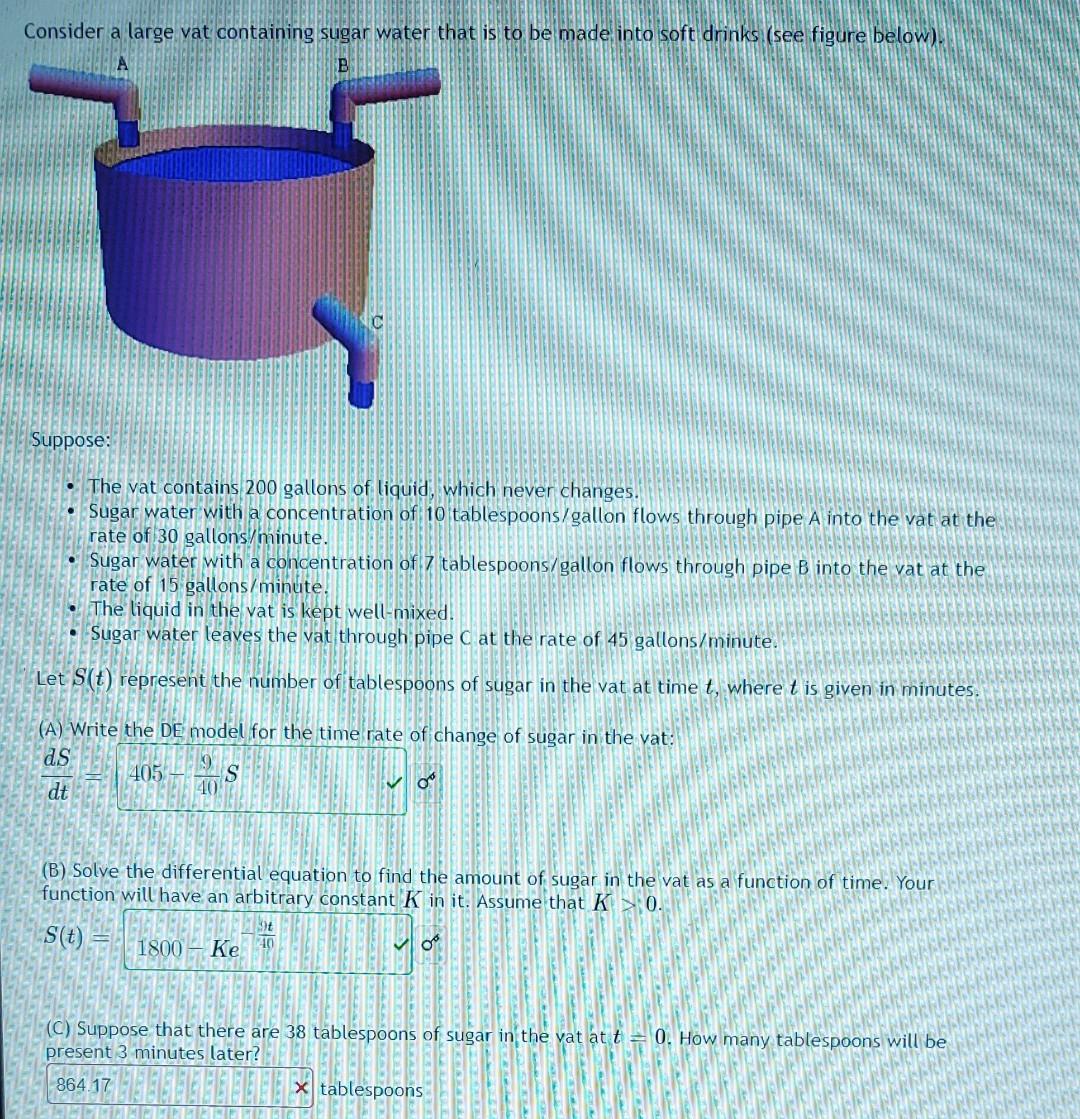 Solved Consider a large vat containing sugar water that is