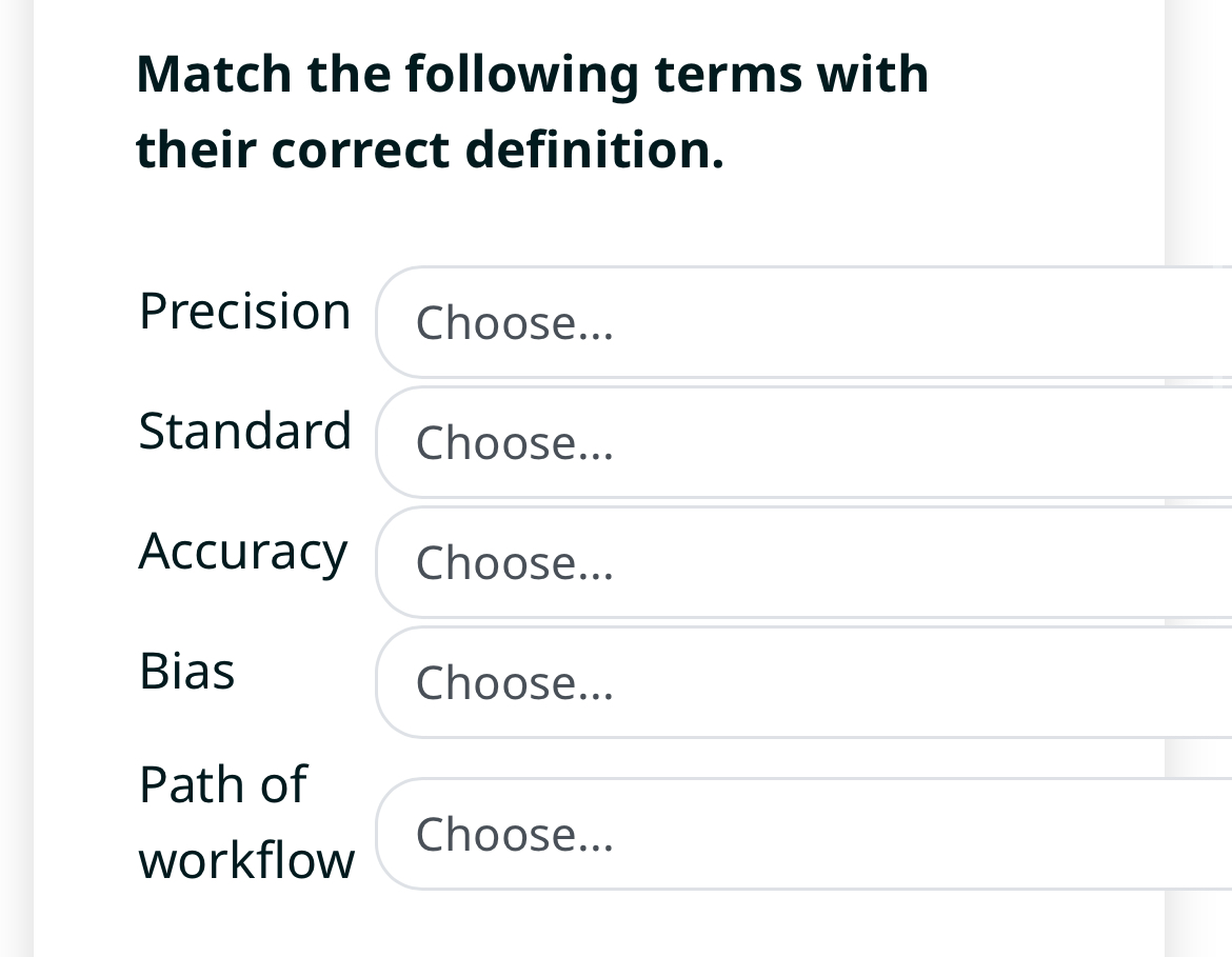 Solved Match the following terms with their correct | Chegg.com