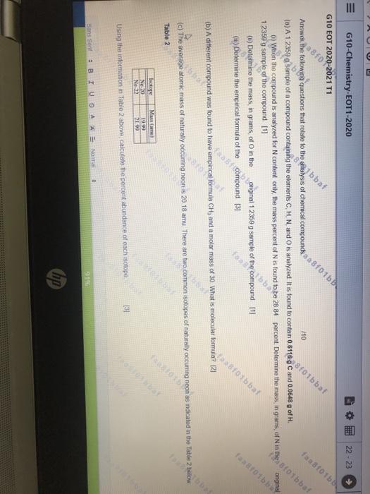 Iii G10 Chemistry Eot1 22 23 G10 Eot 2 Chegg Com