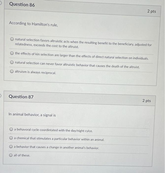 Solved Question 86 2 pts According to Hamilton's rule, | Chegg.com