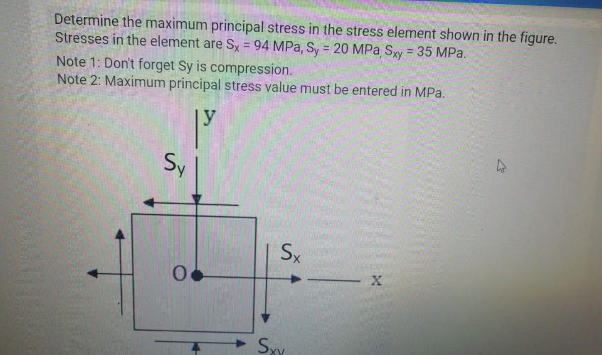 Solved Determine the maximum principal stress in the stress | Chegg.com